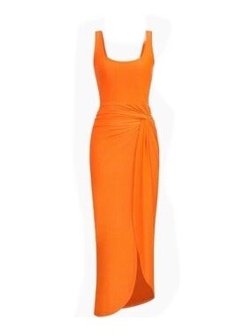 NWT - Micas Sleek Orange Maxi Dress with Side Knot